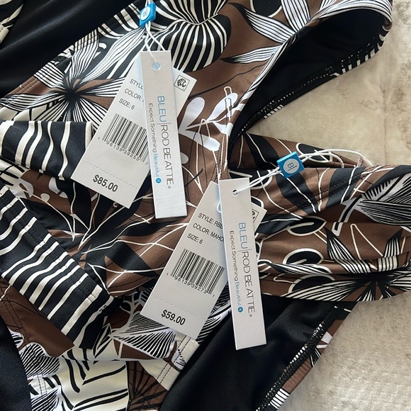 Bleu Rod Beattie Bold Moves Front Cap Sleeve Crop Swim Top and Bottom Size 6 - Picture 8 of 8